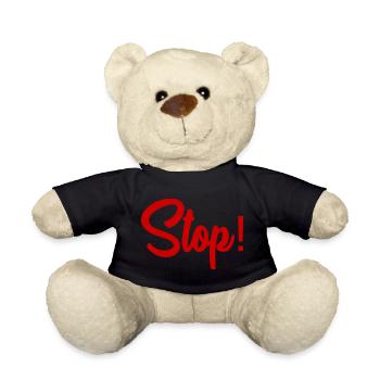 STOP. HUMOR. MESSAGE. QUOTATION. PANEL. DAD - Teddy Bear - black - Front