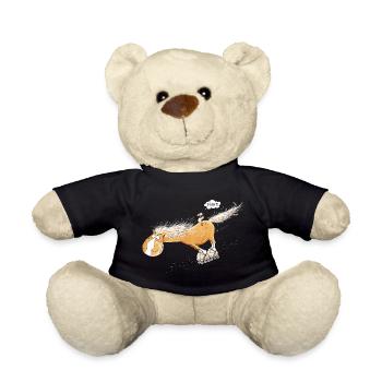 Pferd Mit Rollschuh Fährt Wortspiel Pferdefreunde - Teddy - Schwarz - Vorne
