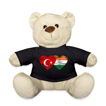 Turkey India Flag Heart Used - Teddy Bear - black - Front