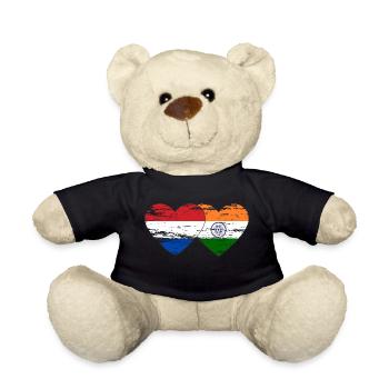 Hollande Inde Drapeau Coeur Utilisé - Nounours - noir - Devant