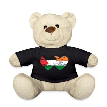 Palestine India Flag Heart Used - Teddy Bear - black - Front