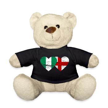 Nigeria England Flag Heart Used - Teddy Bear - black - Front