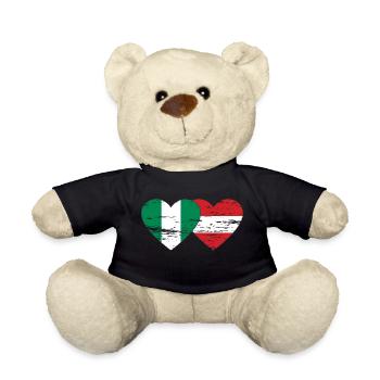 Nigeria Austria Flag Heart used - Teddy Bear - black - Front