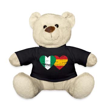 Nigeria Espagne Drapeau Coeur Utilisé - Nounours - noir - Devant
