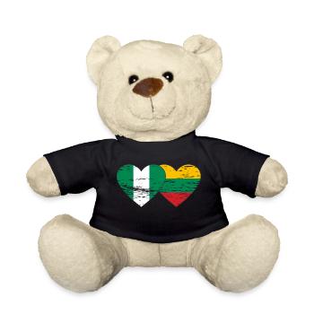 Nigeria Lithuania flag heart used - Teddy Bear - black - Front