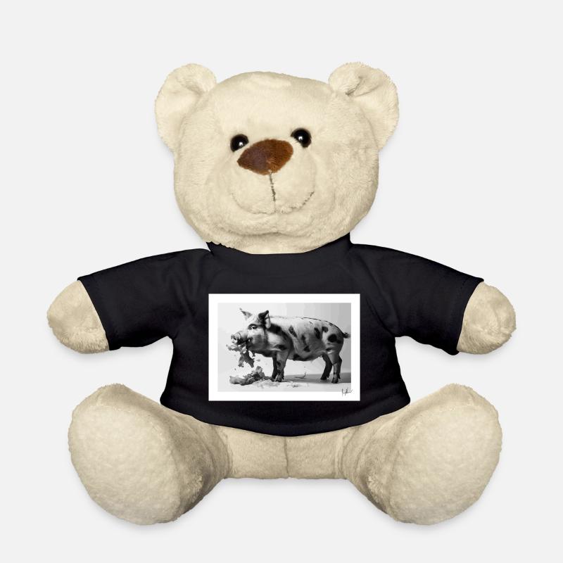 Schwein isst Salat - Teddy - Schwarz