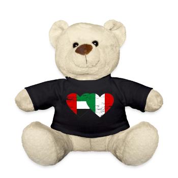 Émirats arabes unis Italie Drapeau Coeur - Nounours - noir - Devant
