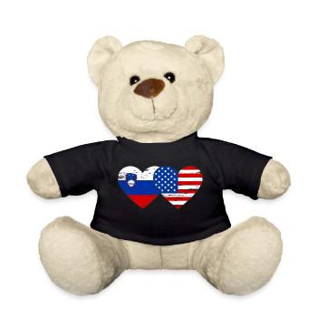 Slovenia USA flag heart used - Teddy Bear - black - Front