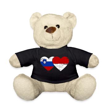 Slovénie Indonésie Drapeau Coeur utilisé - Nounours - noir - Devant