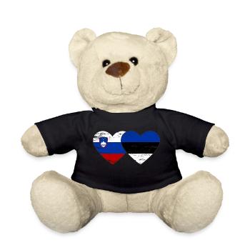 Slowenien Estland Flagge Herz used - Teddy - Schwarz - Vorne