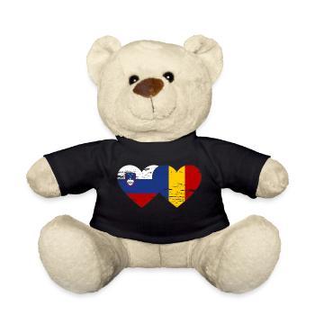 Slovenia Romania Flag Heart - Teddy Bear - black - Front