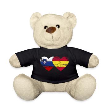 Slovenia Spain flag heart used - Teddy Bear - black - Front