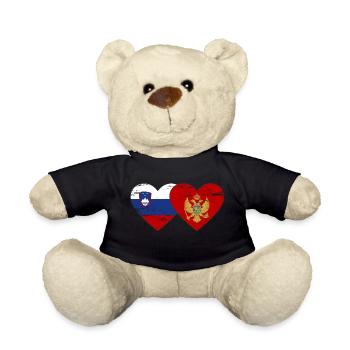 Slovenia Montenegro Flag Heart used - Teddy Bear - black - Front