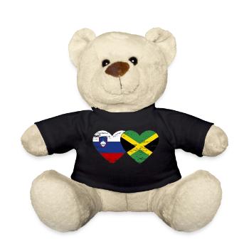 Slovenia Jamaica flag heart used - Teddy Bear - black - Front