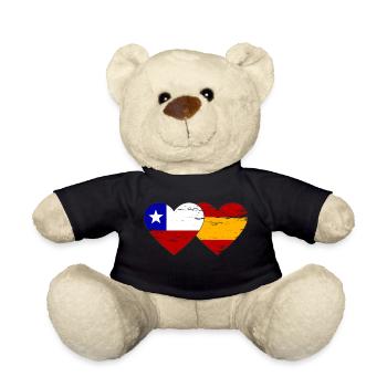 Chile Spain flag heart used - Teddy Bear - black - Front