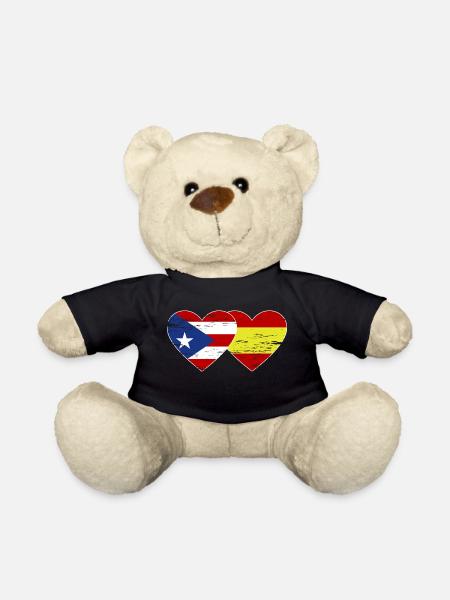 Costa Rica Spanien Flagge Herz used - Teddybjørn - sort