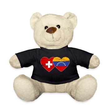 Switzerland Venezuela flag heart used - Teddy Bear - black - Front