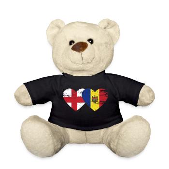 England Moldova flag heart used - Teddy Bear - black - Front
