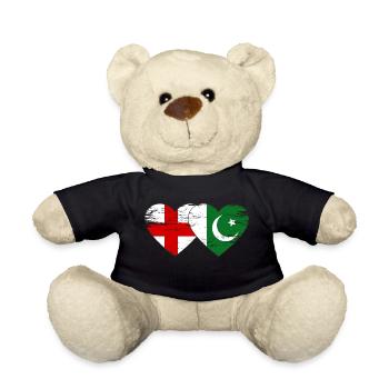 England Pakistan Flag Heart - Teddy Bear - black - Front