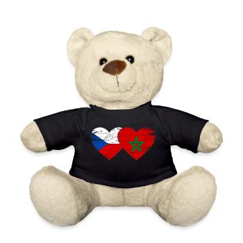 Tschechien Marokko Flagge Herz used - Teddy - Schwarz - Vorne