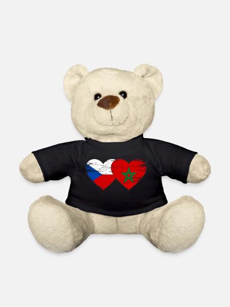Tschechien Marokko Flagge Herz used - Teddy - Schwarz