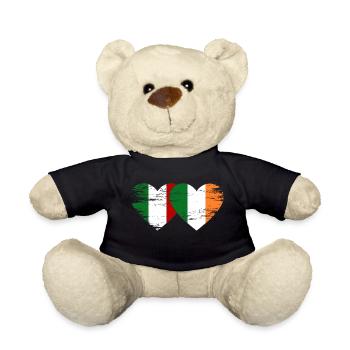 Italy Ireland Flag Heart Used - Teddy Bear - black - Front