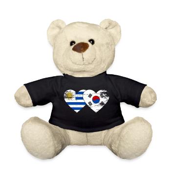 Uruguay Südkorea Flagge Herz used - Teddy - Schwarz - Vorne
