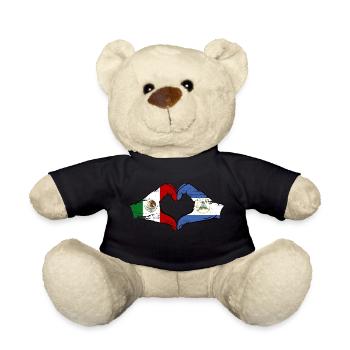 Mexique Nicaragua drapeau mains coeur forme utilisé - Nounours - noir - Devant
