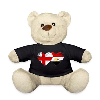England Egypt Flag Hands Heart Shape Used - Teddy Bear - black - Front