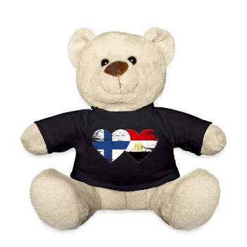 Finland Egypt Flag Hands Heart Shape Used - Teddy Bear - black - Front