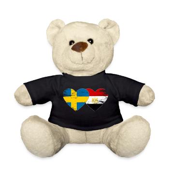 Sweden Egypt Flag Hands Heart Shape Used - Teddy Bear - black - Front