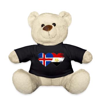 Iceland Egypt Flag Hands Heart Shape Used - Teddy Bear - black - Front