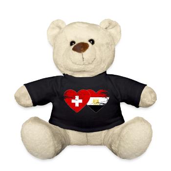 Switzerland Egypt Flag Hands Heart Shape Used - Teddy Bear - black - Front