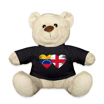 Venezuela England flag hands heart shape used - Teddy Bear - black - Front