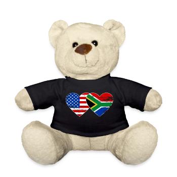 USA South Africa Flag Heart Shape Used - Teddy Bear - black - Front