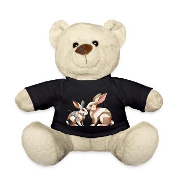 Two rabbits in geometric representation - Teddy Bear - black - Front