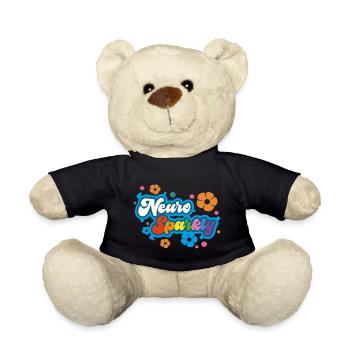 Neuro Sparkly Flower Rainbow Typography - Teddy Bear - black - Front