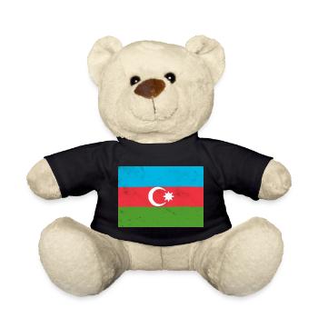 Flag of Azerbaijan – Pride and National Identity - Teddy Bear - black - Front