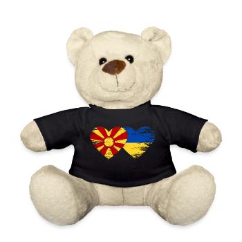 Mazedonien Ukraine Flagge Herz used - Teddy - Schwarz - Vorne