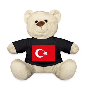 Turkish Flag Abstract Art Print - Teddy Bear - black - Front