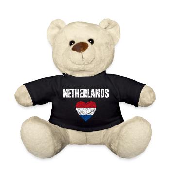 J’aime la Hollande, drapeau de la Hollande - Nounours - noir - Devant