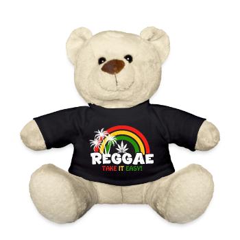 Reggae Vibe Regenbogen mit Cannabis-Motiv - Teddy - Schwarz - Vorne