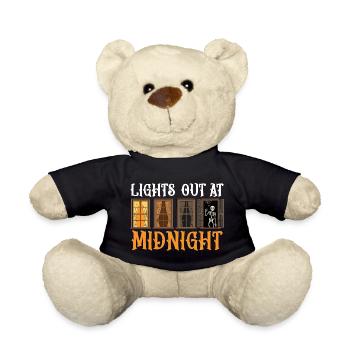 Skelett am Fenster bei Nacht - Teddy - Schwarz - Vorne
