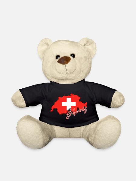 Karte der Schweiz, Flagge der Schweiz - Teddy - Schwarz