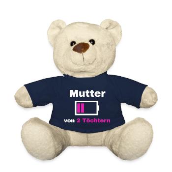 Mutter Tochter Spruch Stolz Mama 2 Kinder Geschenk - Teddy - French Navy - Vorne