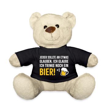 Ich glaube an Bier +1 - Teddy - Schwarz - Vorne