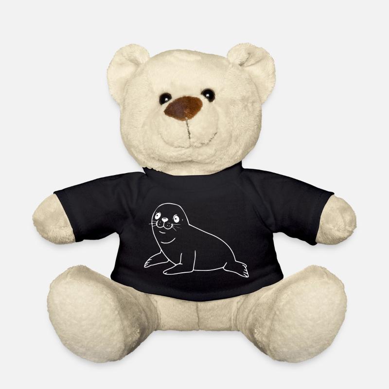 Robbe weiß Seehund - Teddy - Schwarz