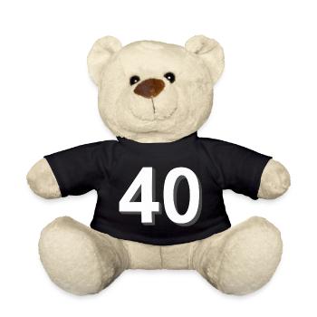 40, Numbers, Birthday - Teddy Bear - black - Front