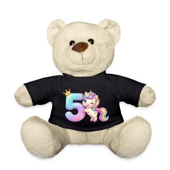 J’ai 5 ans d’anniversaire de fille licorne de Kawaii - Nounours - noir - Devant