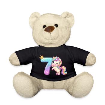 J’ai 7 ans de Kawaii Unicorn Girl Anniversaire - Nounours - noir - Devant